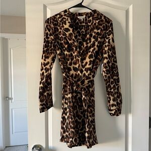 Charlotte Russe Leopard Print Long Sleeve Dress